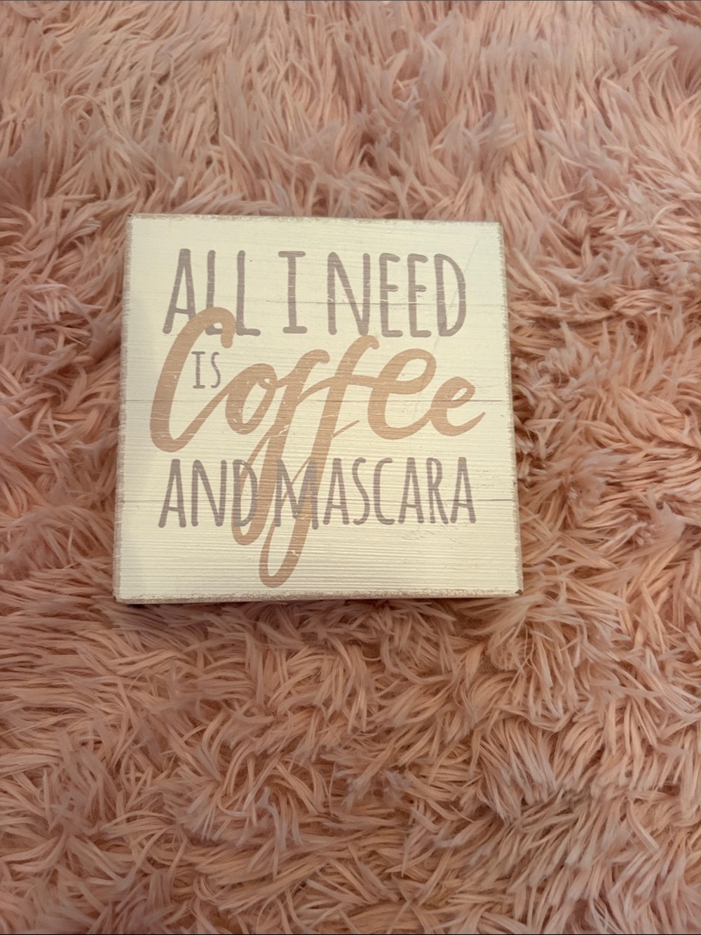 Decorative 'All I Need is Coffee and Mascara' wood Plaque